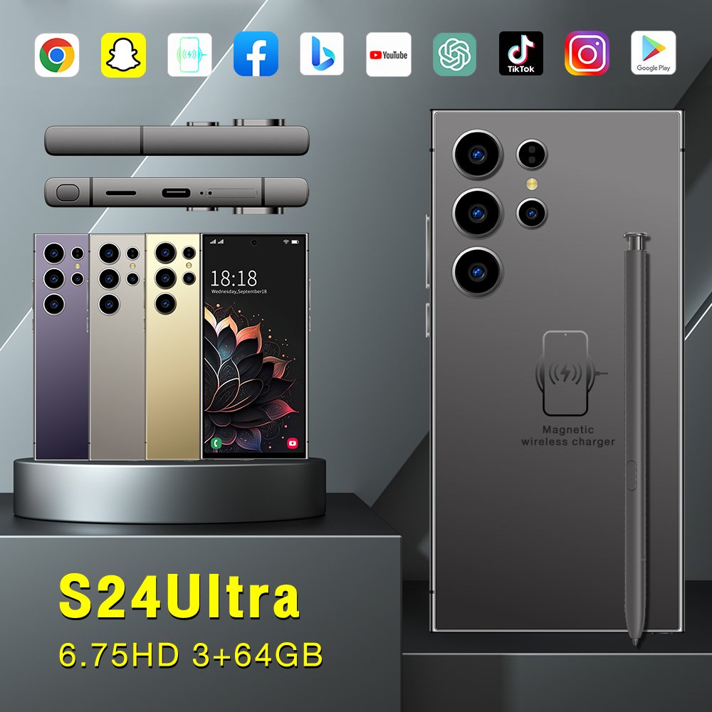 S24 ultra New Mobile Phones 2024 Low Price 6.8Inch Display 3GB+64GB 5MP+13MP Camera Celular Android Cell Phone